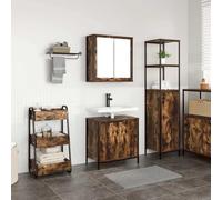 Ziaphsol Ensemble de Meubles de Salle de Bain 2 pièces en Bois d'ingénierie chêne fumé avec Miroir intégré et Grande capacité de Rangement idéal pour Organiser Votre Espace Salle de Bain