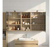 Ziaphsol Ensemble de Meubles de Salle de Bain 3 pièces en Bois d'ingénierie avec Miroir Double Face éclairage LED intégré Rangement Mural Compact pour Toilette WC Douche