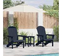 Ziaphsol Ensemble de mobilier de Jardin 3 pièces Chaise en polyéthylène Bleu Marine Fauteuil empilable avec accoudoirs Robuste pour terrasse Balcon Patio Piscine Camping Cour détente et Repas
