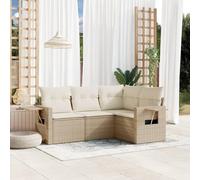 Ziaphsol Ensemble de mobilier de Jardin avec Coussins Beige résine tressée pour terrasse Balcon Patio canapé Fauteuil Table Basse Module d'extérieur pour détente Repas et réception
