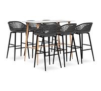 Ziaphsol Ensemble de mobilier de Salle à Manger Blanc et Gris Comprenant Une Table de Bar Moderne avec Six tabourets Confortables, idéal pour Salon, Cuisine ou Espace Convivial intérieur ou extérieur