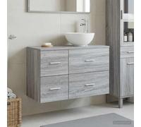 Ziaphsol Ensemble de mobilier de Salle de Bain 2 pcs Sonoma Gris avec Meuble lavabo Vasque Armoire Placard pour Rangement organisé et aménagement Mural Moderne