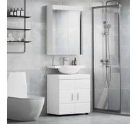 Ziaphsol Ensemble de mobilier de Salle de Bain Tulum 2 pièces Blanc Bois d'ingénierie avec Miroir Grand Espace de Rangement Design Moderne pour Salle de Bain compacte ou spacieuse