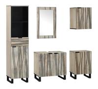 Ziaphsol Ensemble de mobilier Salle de Bain 5 pièces en Bois d'ingénierie Brun noyé avec Miroir Grand Format Armoire Haute et Meubles sous lavabo pour Espace intérieur Moderne et