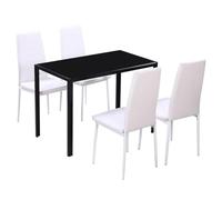 Ziaphsol Ensemble de Salle à Manger 5 pièces en Cuir synthétique Noir et Blanc Table et chaises Modernes pour Cuisine Salon séjour aménagement intérieur