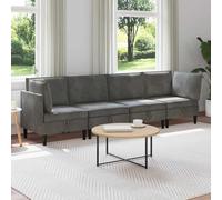 Ziaphsol Ensemble de salon avec coussins, 4 pièces, gris foncé, en velours, canapé d'angle et siège central, cadre en contreplaqué, rembourré, pour salon, salon, détente