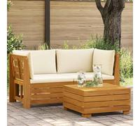 Ziaphsol Ensemble de Salon de Jardin modulable 2 pièces en Bois d'acacia Massif Marron, canapé Fauteuil Pouf Angle pour terrasse Balcon Patio, Assise avec Coussin Dossier et Structure huilée