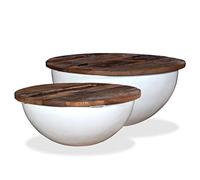 Ziaphsol Ensemble de Tables Basses en Bois récupéré Massif avec Base en Acier Forme Bol idéal pour Salon intérieur extérieur terrasse Patio Relaxation mobilier Durable et Unique