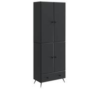 Ziaphsol Ensemble Meuble 2 pcs Noir Bois d'ingénierie mobilier Salon Chambre Rangement Polyvalent avec étagères tiroirs Armoire Buffet pour Maison Bureau entrée
