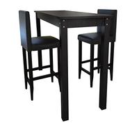Ziaphsol Ensemble Meuble Salle à Manger avec Table de Bar 115 cm et 2 tabourets Noirs en Cuir synthétique pour Repas Convivial et Organisation élégante