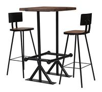 Ziaphsol Ensemble Meuble Salle à Manger en Bois Massif recy vec Table de Bar et 2 chaises Style Industriel Robuste pour Salon séjour Convivial