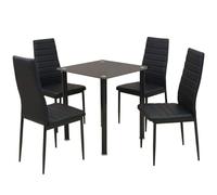 Ziaphsol Ensemble Table et Chaise de Salle à Manger 5 pièces Noir en Verre trempé Acier laqué pour Cuisine Salon séjour Convivial