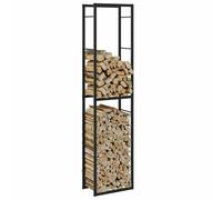 Ziaphsol Étagère à bois de cheminée - Noir - 50 x 30 x 209 cm - Support en acier pour le stockage du bois à l'intérieur et à l'extérieur - Résistant aux intempéries - Pour bois de chauffage