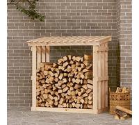 Ziaphsol Étagère à bûches de cheminée en pin massif - 108 x 64,5 x 109 cm - Avec panier en bois - Aide à l'empilage pour four, cheminée, extérieur et salon