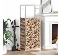 Ziaphsol Étagère à bûches en acier inoxydable - 50 x 28 x 132 cm - Avec support mural - Étagère à bûches en métal - Rangement peu encombrant pour bûches - Étagère en bois résistante aux intempéries