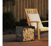 Ziaphsol Étagère à bûches en acier laminé à froid - Noir - 40 x 40 x 40 cm - Panier à bois avec support - 30 kg - Pour rangement en intérieur