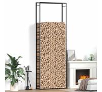 Ziaphsol Étagère à bûches en acier noir mat - 110 x 28 x 31,2 cm - Pour ranger le bois à côté de la cheminée, du four, de la terrasse, du jardin, des bûches sèches