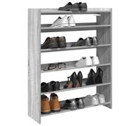 Ziaphsol Étagère à Chaussures en Bois d'ingénierie Sonoma Gris 80x25x100 cm pour Rangement Pratique dans entrée Couloir vestiaire Chambre Meuble modulable avec Fixation Murale