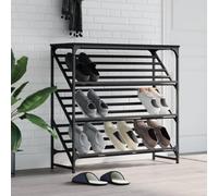 Ziaphsol Étagère à Chaussures Noire 90x30x85 cm en Bois d'ingénierie avec Cadre en Acier Stable pour Rangement organisé dans l'entrée, Couloir ou vestiaire, capacité modulable et