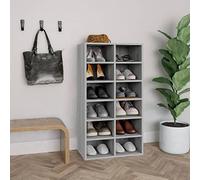 Ziaphsol Étagère à Chaussures Sonoma Gris 54x34x100,5 cm en Bois ingénierie, Rangement modulable pour entrée, penderie ou vestiaire, capacité 12 Compartiments, Design Moderne et Pratique