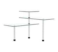 Ziaphsol Étagère d'angle de cuisine à 3 niveaux en verre trempé - Pieds en acier inoxydable - Rangement en verre transparent - Étagère à épices - Étagère de cuisine - Étagère d'angle pour assiettes