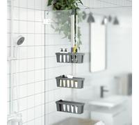 Ziaphsol Étagère de douche à suspendre en aluminium argenté 30 x 15 x 67 à 105 cm, 3 paniers pour shampooing, après-shampoing, porte-savon, rangement dans la douche et la salle de bain