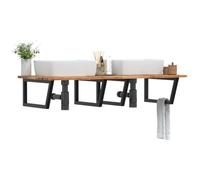 Ziaphsol Étagère de lavabo murale en acier et bois d'acacia, supports trapézoïdaux, plaque supérieure de 140 x 60 cm, 1 ensemble pour un rangement peu encombrant dans la salle de bain
