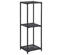 Ziaphsol Étagère de Rangement en résine tressée Noire 30x30x90 cm avec 3 Niveaux pour Salon Bureau Chambre ou terrasse, Facile à Assembler, Fixation Murale Incluse