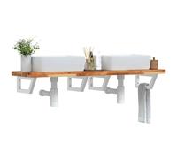 Ziaphsol Étagère Murale en Acier et Bois Massif d'acacia pour lavabo Salle de Bain, Support Suspendu, Rangement Pratique, capacité 100 kg, Fixation Facile, Design Moderne, idéal pour WC, Douche