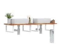 Ziaphsol Étagère Murale en Acier et Bois Massif d'acacia pour Vasque Salle de Bain Meuble de Rangement Suspendu Support Robuste et Facile à Fixer pour lavabo, Toilette ou Douche