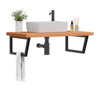 Ziaphsol Étagère Murale en Acier et Bois Massif de hêtre pour lavabo Salle de Bain Meuble Rangement Suspendu pour Toilette WC Douche buanderie
