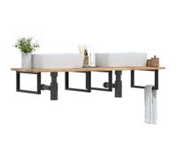 Ziaphsol Étagère murale pour lavabo en acier et bois d'acacia, support rectangulaire, 140 x 50 x 2 cm, organisateur peu encombrant pour les invités WC et salle de bain