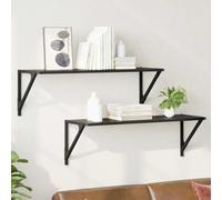 Ziaphsol Étagères Murales 2 pièces en Bois d'ingénierie Finition chêne Noir 80 x 25 x 25,5 cm Support Meuble Rangement bibliothèque Cube Suspendu Design Moderne pour Salon Chambre Bureau