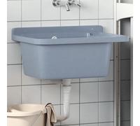 Ziaphsol Évier à bec mural - Gris - 60 x 40 x 28 cm - En résine - Avec trou de trop-plein - 19 l - Pour garage, jardin, camping - Égouttoir