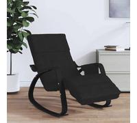 Ziaphsol Fauteuil à bascule en tissu noir en bois de bouleau, siège rembourré avec accoudoirs, fonction balançoire pour salon, chambre à coucher et balcon, jusqu'à 110 kg