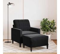 Ziaphsol Fauteuil avec Repose-Pied Noir en Velours 60 cm Moderne, Confortable, Design scandinave, idéal pour Salon séjour Chambre Bureau, Tissu Doux, Robuste, déhoussable