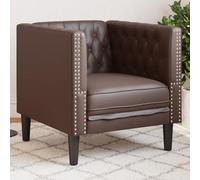 Ziaphsol Fauteuil Chesterfield Marron Similicuir Style Vintage pour Salon séjour Chambre Bureau canapé Relax inclinable avec Pieds Solides et Assise rembourrée