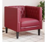 Ziaphsol Fauteuil Chesterfield Rouge Bordeaux Similicuir Style Vintage Confort Moderne avec Pieds Solides pour Salon séjour Chambre Bureau