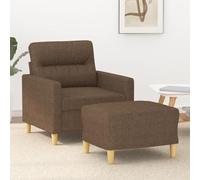 Ziaphsol Fauteuil marron avec tabouret en tissu 78 x 77 x 80 cm avec fonction relaxation, design moderne, style scandinave, matériau durable, sensation d'assise confortable, convient pour le salon, le