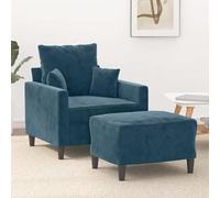 Ziaphsol Fauteuil moderne en velours bleu avec tabouret, 78 x 77 x 80 cm, avec fonction de relaxation et fonction sommeil, pour salon, bureau, salon, style scandinave