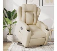 Ziaphsol Fauteuil relax avec aide à se lever - Tissu crème - Électrique - Fonction de couchage manuelle - Expérience d'assise confortable - Pour salon, chambre à coucher - Capacité de charge de 110 kg