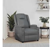 Ziaphsol Fauteuil relax gris en cuir synthétique avec dossier réglable et repose-pieds pour salon, chambre à coucher, bureau, salon avec accoudoirs et porte-gobelets, rotatif, ergonomique, durable