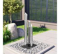 Ziaphsol Fontaine de Jardin en Acier Inoxydable argenté 48x34x88 cm avec lumière LED et Pompe 1500 L/h pour décoration extérieure ou intérieure, Bassin, terrasse, Patio, Ambiance Zen et Relaxation