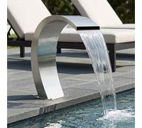 Ziaphsol Fontaine de Piscine en Acier Inoxydable argenté 60 x 30 x 70 cm avec éclairage RGB télécommande pour Jardin extérieur ou intérieur décoration Ambiance Relaxation