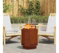 Ziaphsol Foyer sans fumée Marron 38 x 38 x 51 cm en Acier patiné pour extérieur Chauffage Jardin terrasse Design Moderne et Robuste