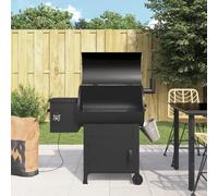 Ziaphsol Gril à granulés Multifonctionnel Noir 104 cm Fer pour Barbecue, fumoir, plancha, Cuisson extérieure, Jardin, terrasse, Camping, Viande, Poisson, légumes, brochettes, Portable, Chariot