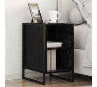 Ziaphsol Industrial Black Oak Nightstand Two Piece Set 39.5 x 30 x 50 cm Modern Bedside Tables with Wooden MDF Finish for Bedroom Living Room and Compact Space Saving Design