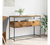 Ziaphsol Industrial Bois Ancien Console Table 100 x 40 x 75 cm with 2 Drawers and Shelves for Hallway Living Room Entryway Modern Vintage Design