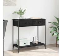 Ziaphsol Industrial Chêne Noir Console Table 75 x 34.5 x 75 cm with Drawer and Adjustable Steel Legs for Modern Living Room Or Hallway Decor