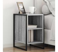 Ziaphsol Industrial Gray Sonoma Nightstand 39.5 x 30 x 50 cm Wooden Engineering Bedside Table with Steel Legs for Modern Bedroom and Living Room Decor